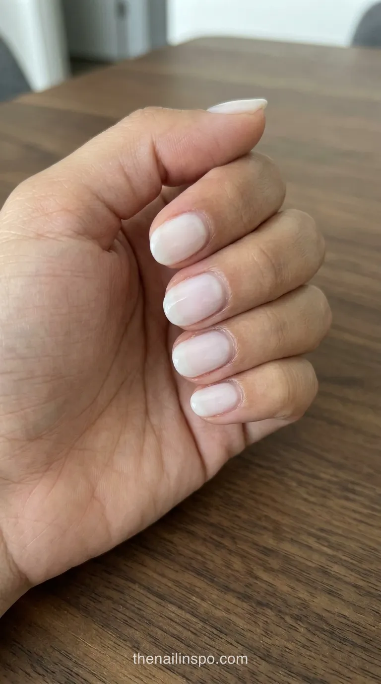 Milky White Jelly Oval Nails
