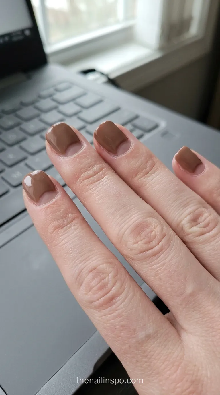 Mocha Creme Square Nails