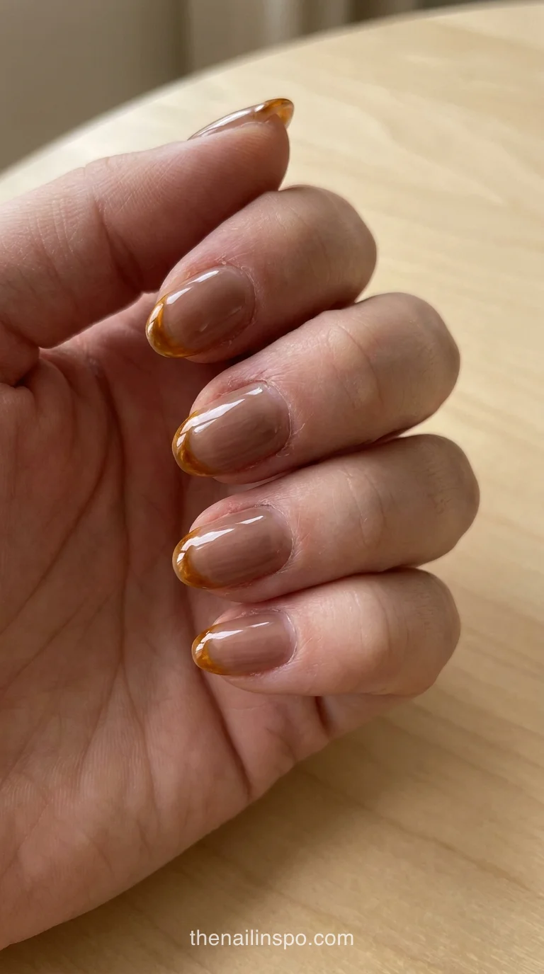 Molten Amber French Tips Short Almonds