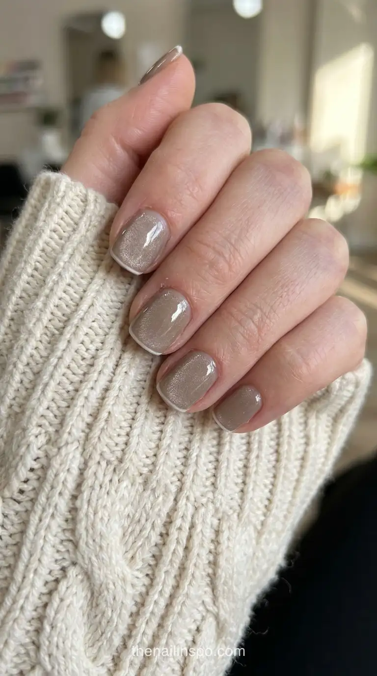 Mushroom Velvet Square Nails