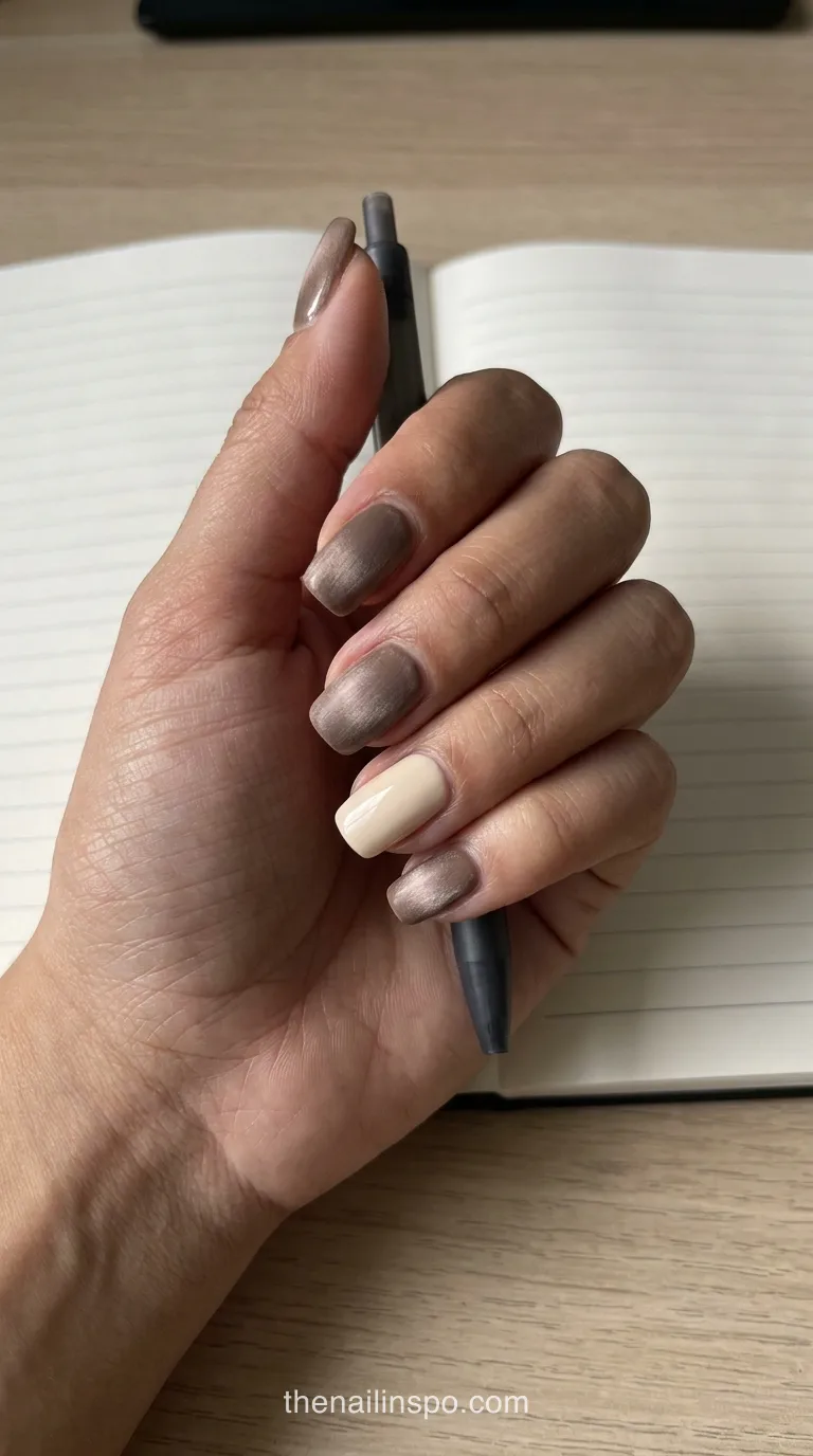 Mushroom Velvet Square Nails