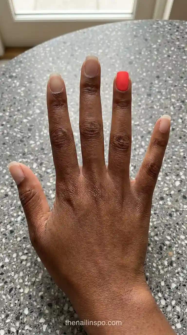 Neon Coral Matte Square Nails