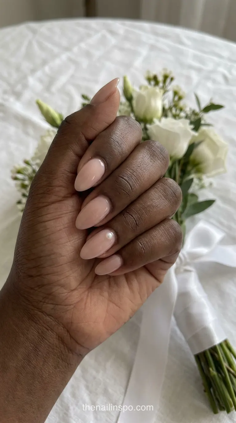 Neutral Pink Sheer Almond Nails
