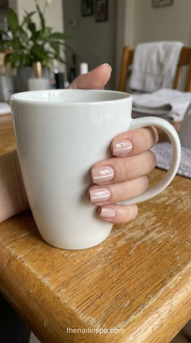 Nude Glossy Square Nails