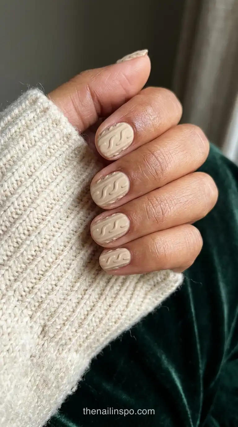 Oatmeal Matte Round Nails
