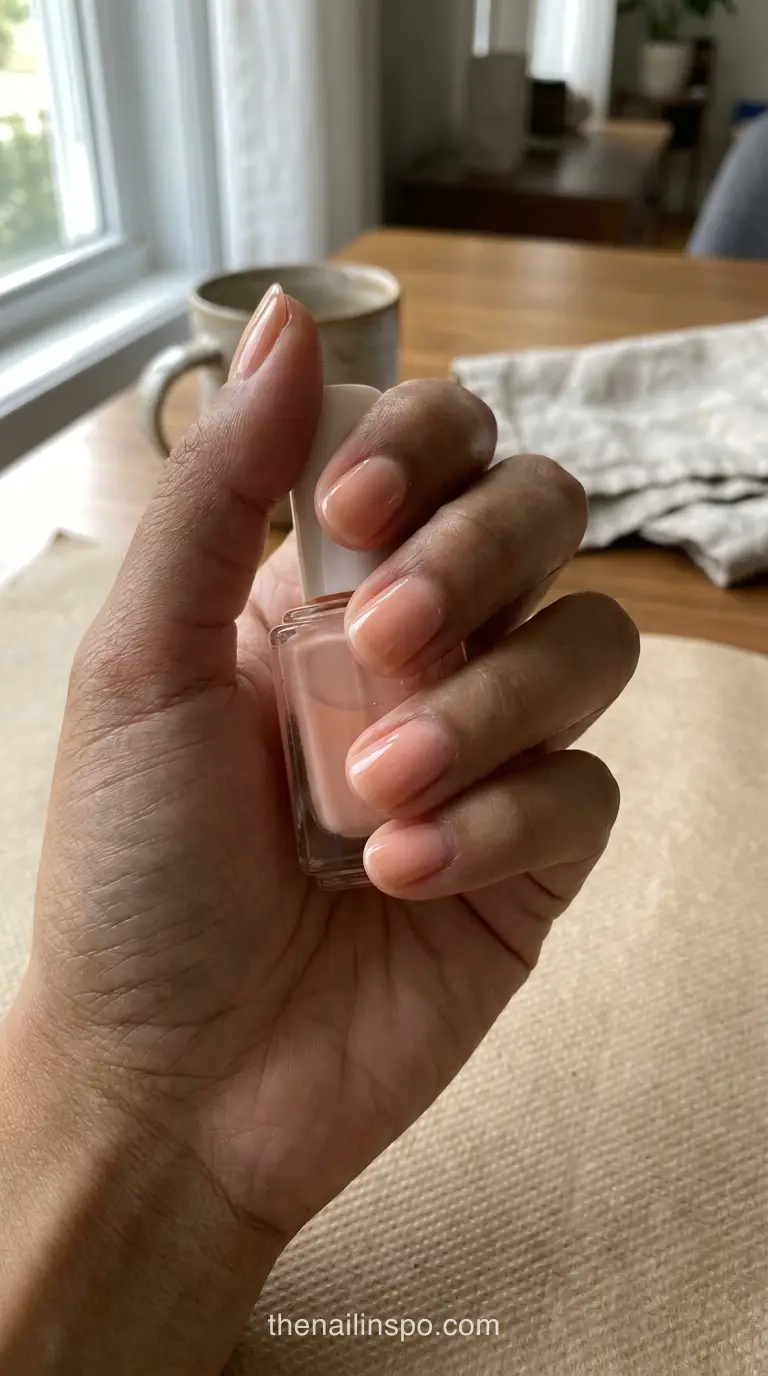 Peach Sheer Round Nails