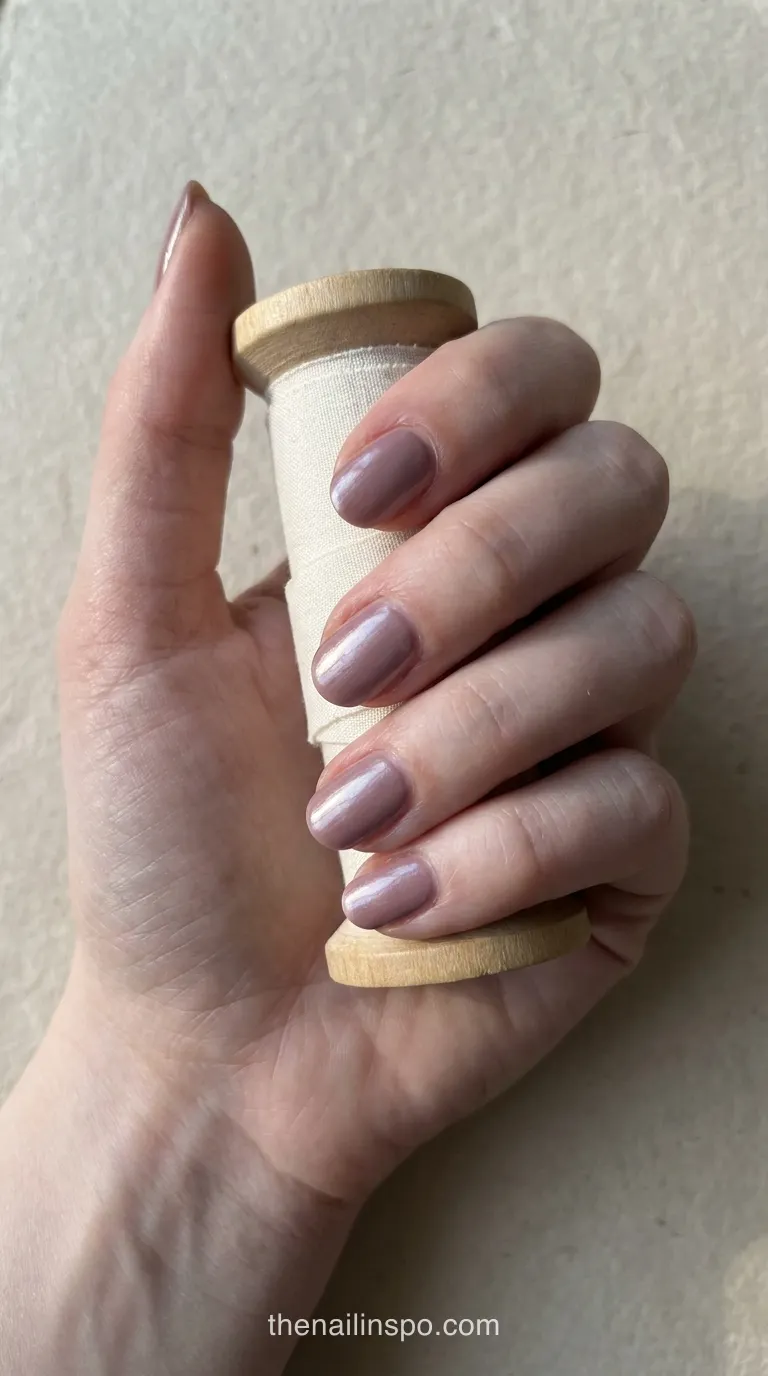 Pearl Chrome Medium Round Mauve Nails
