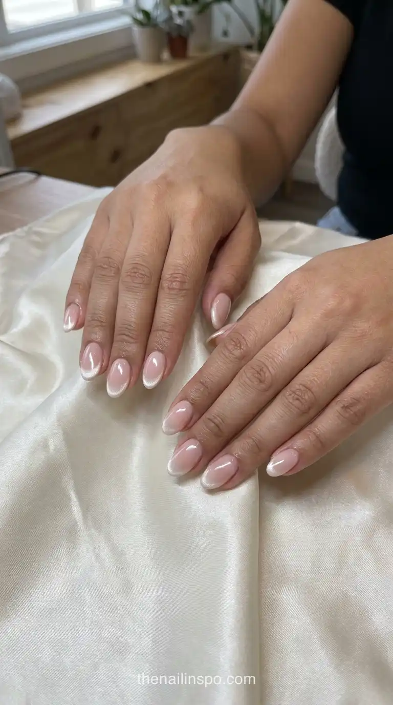 Pearl Velvet Oval Nails