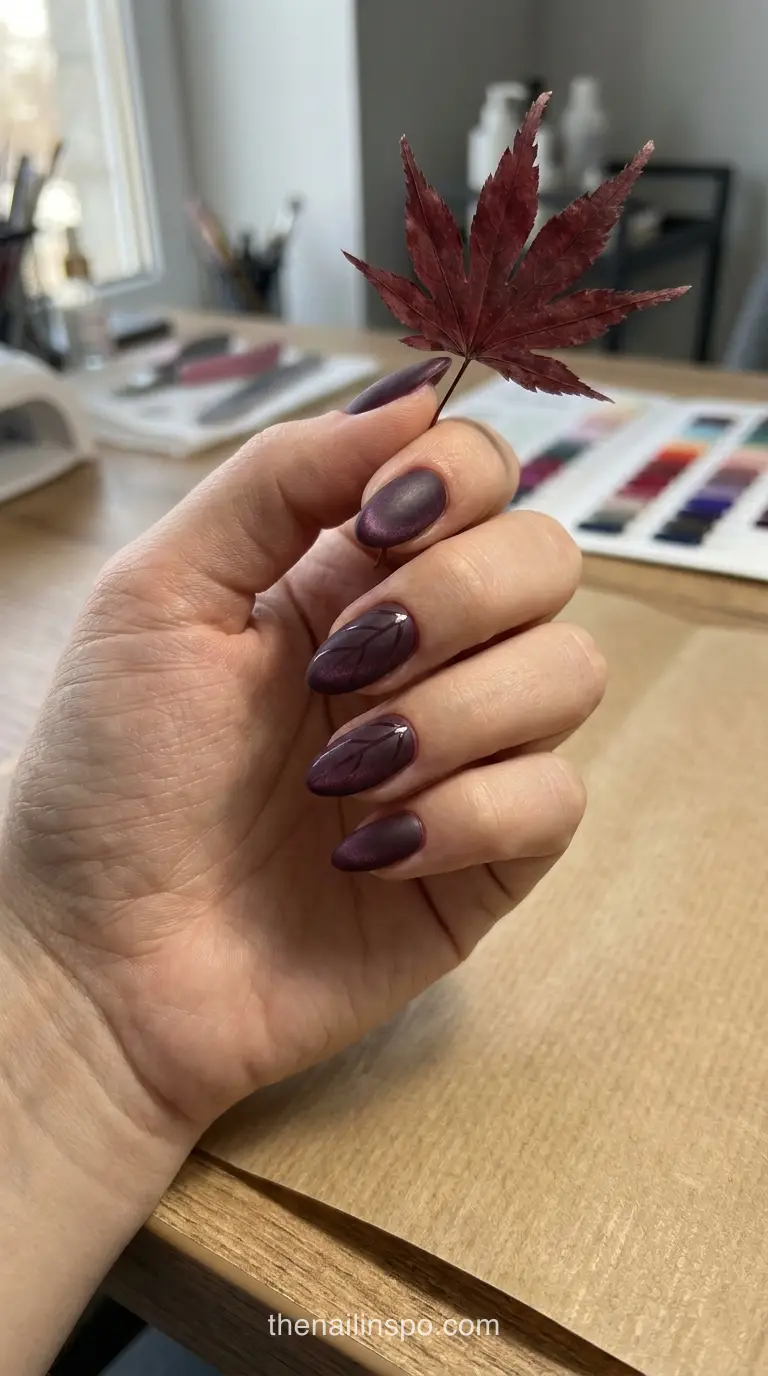 Plum Matte Almond Nails