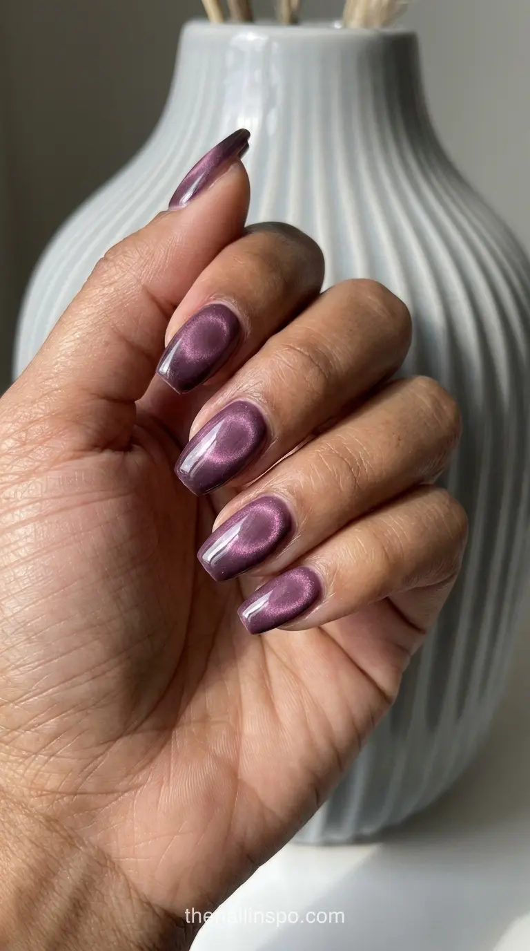 Plum Velvet Medium Coffin Halo Nails
