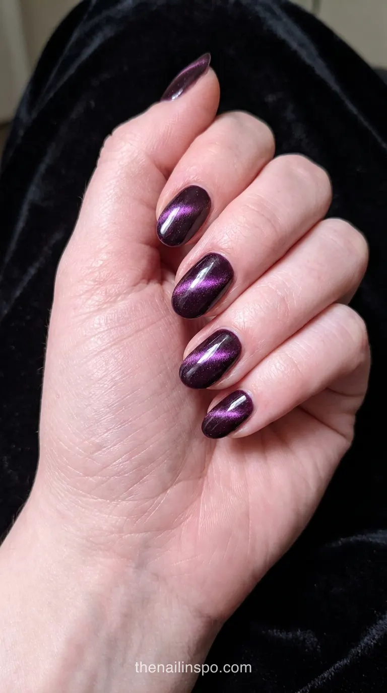 Plum Velvet Oval Nails