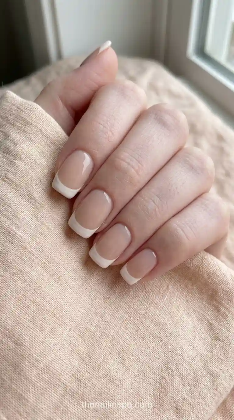 Porcelain White Sheer Square Nails