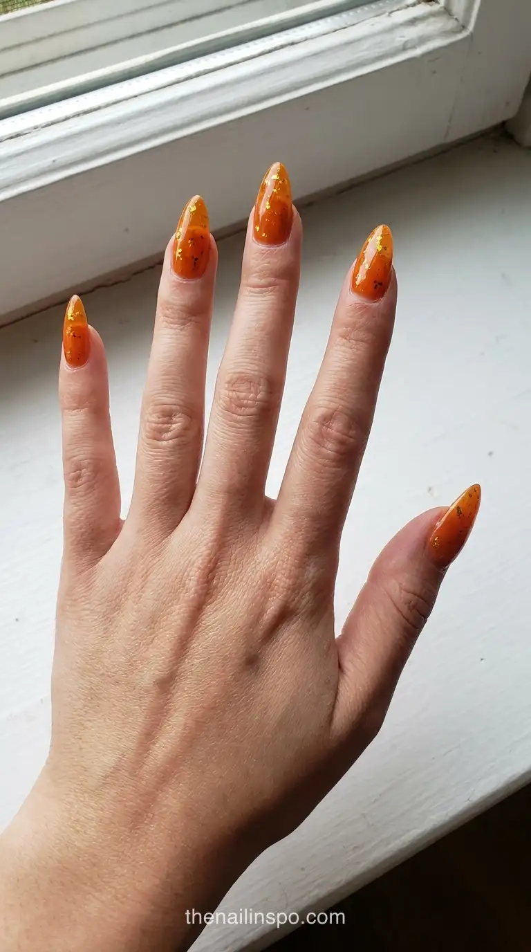 Pumpkin Jelly Stiletto Nails