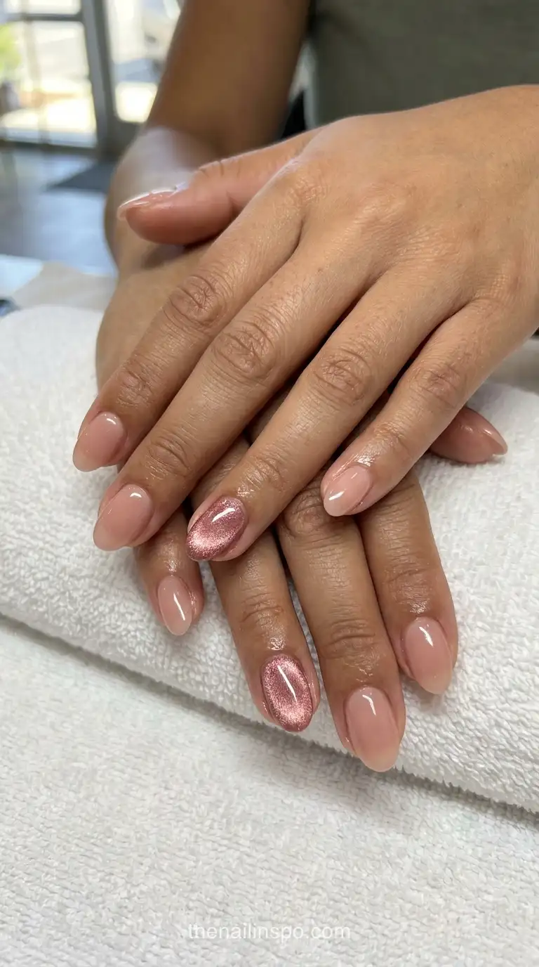 Rose Gold Velvet Oval Nails
