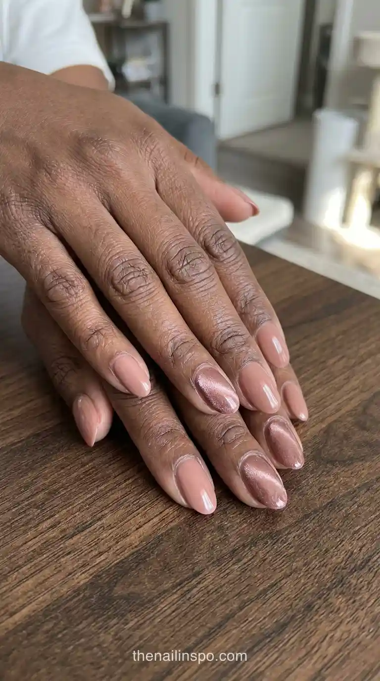 Rosy Nude Velvet Oval Nails
