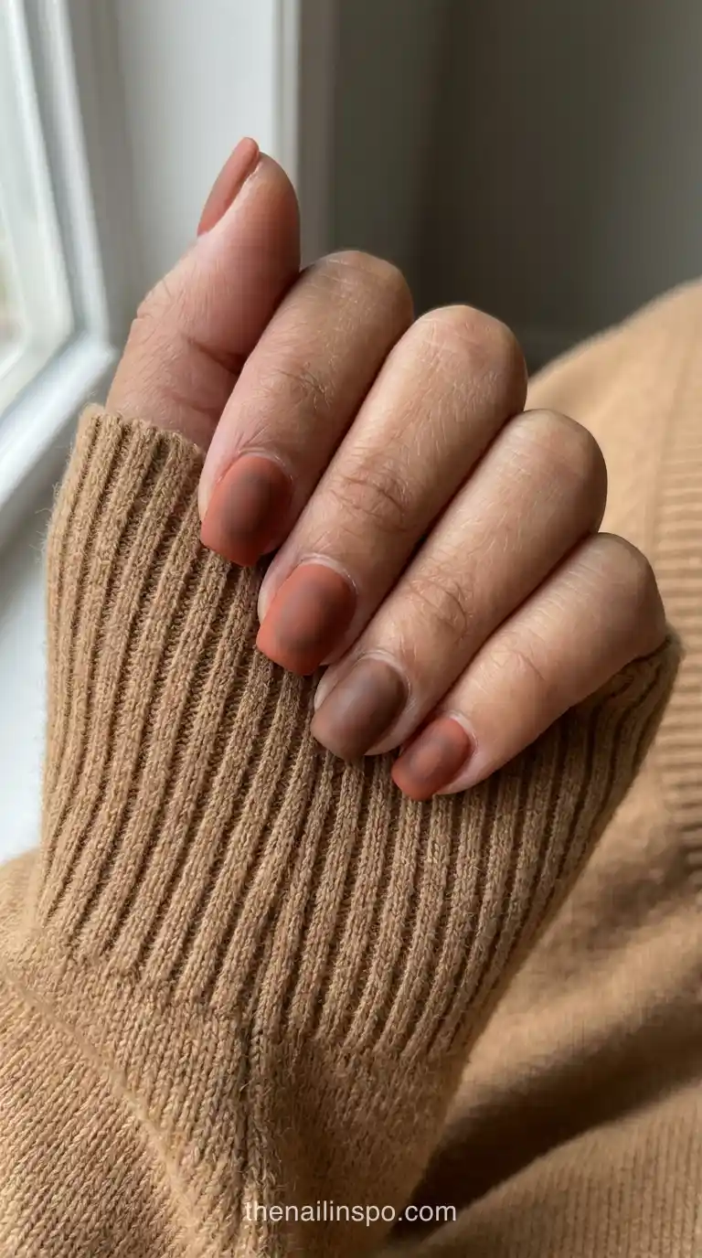 Rust Brown Matte Square Nails