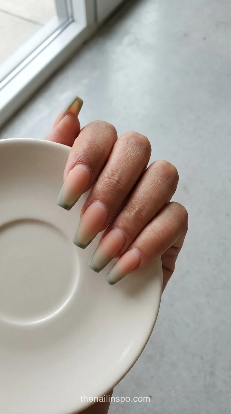 Sage Matte Coffin Nails