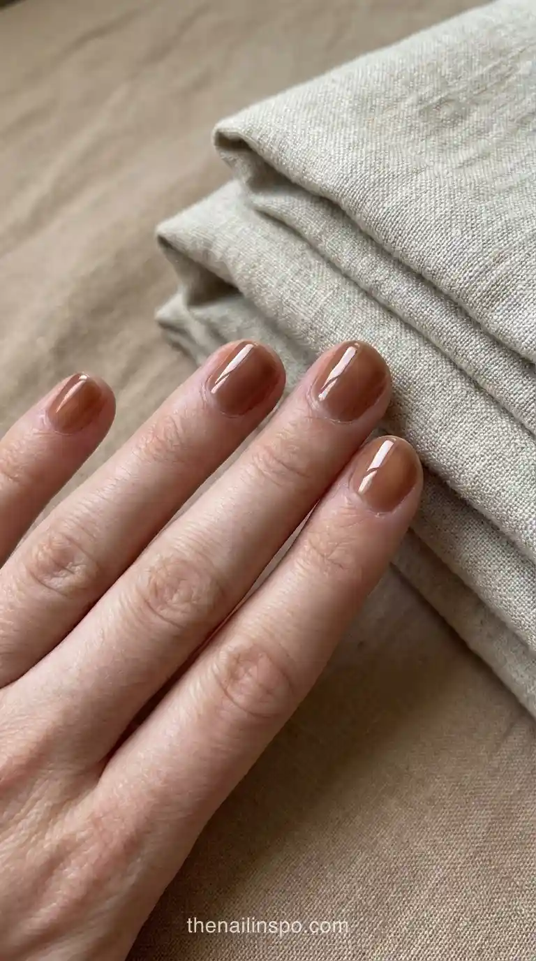 Sheer Toffee Gloss Short Round Nails