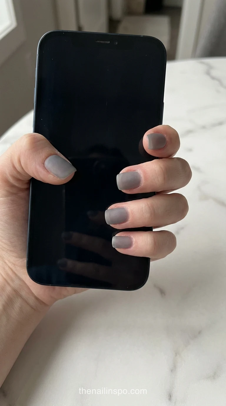 Smoky Grey Matte Square Nails