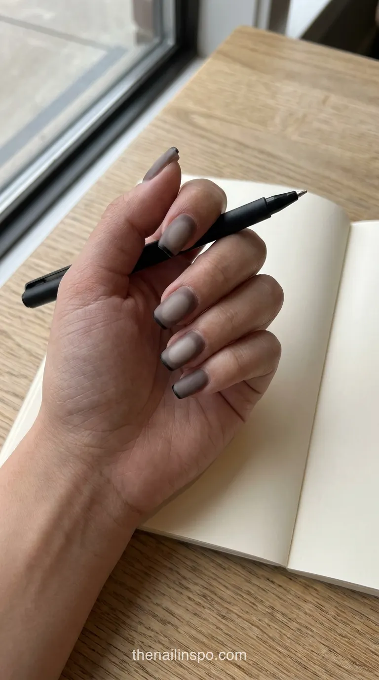 Smoky Taupe Matte Square Nails