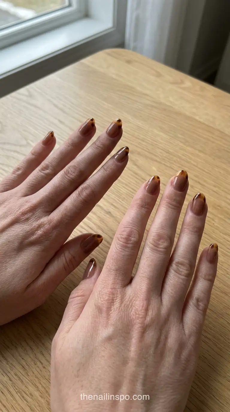 Soft Tortoiseshell Tips Short Almonds