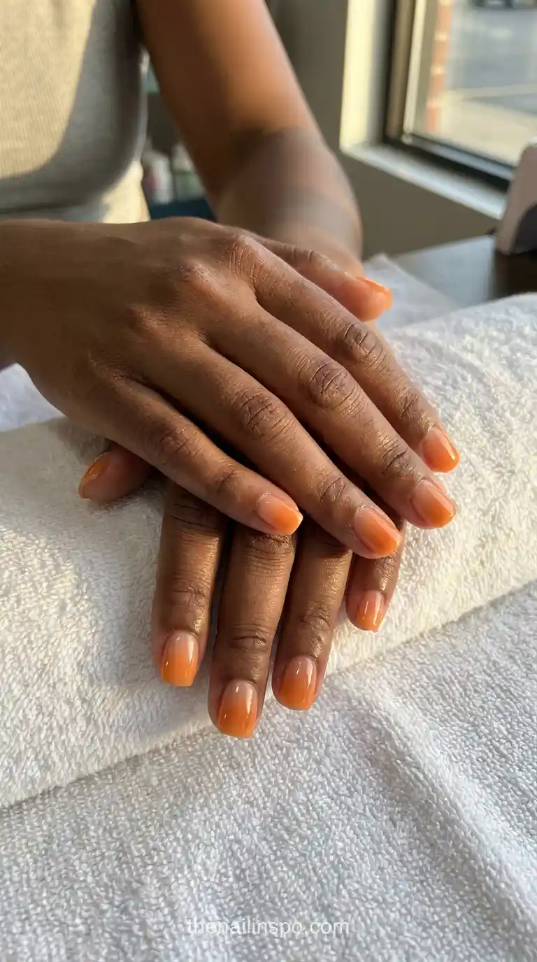 Tangerine Sheer Gradient Square Nails
