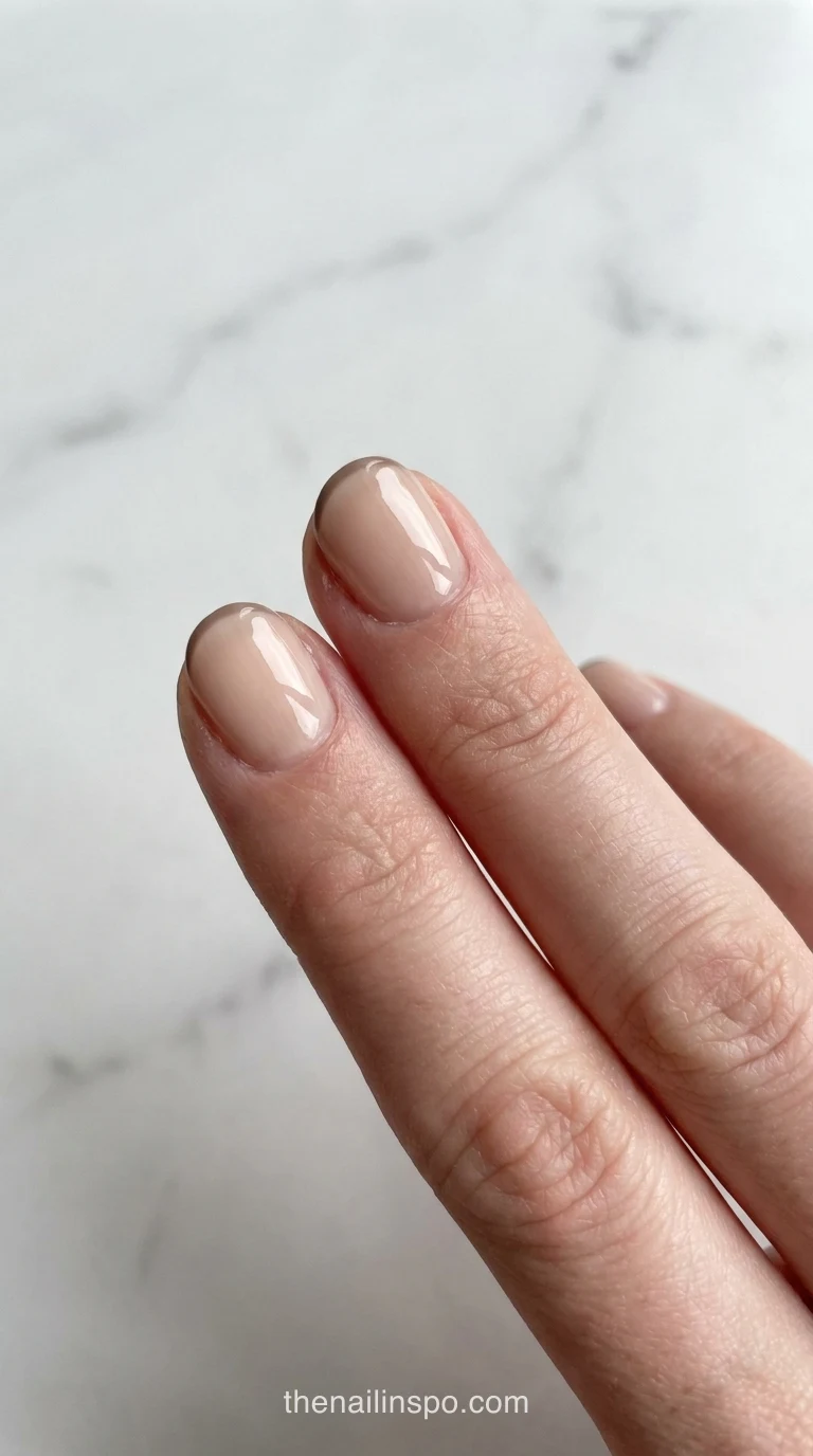 Taupe Brown French Round Nails