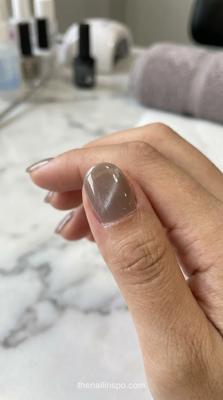 Taupe Jelly Round Nails
