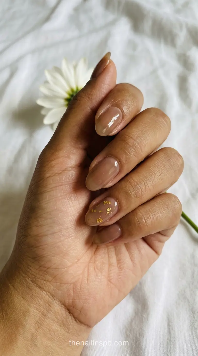 Taupe Sheer Oval Nails