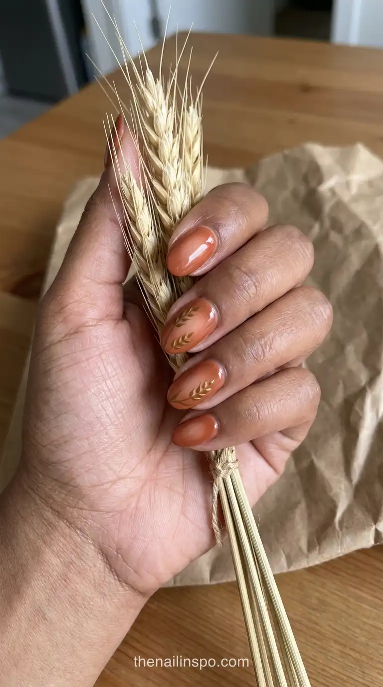 Terracotta Glossy Oval Nails
