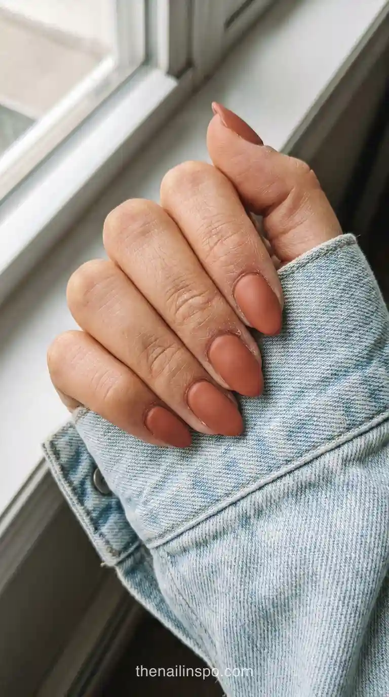Terracotta Matteshort Almond Nails