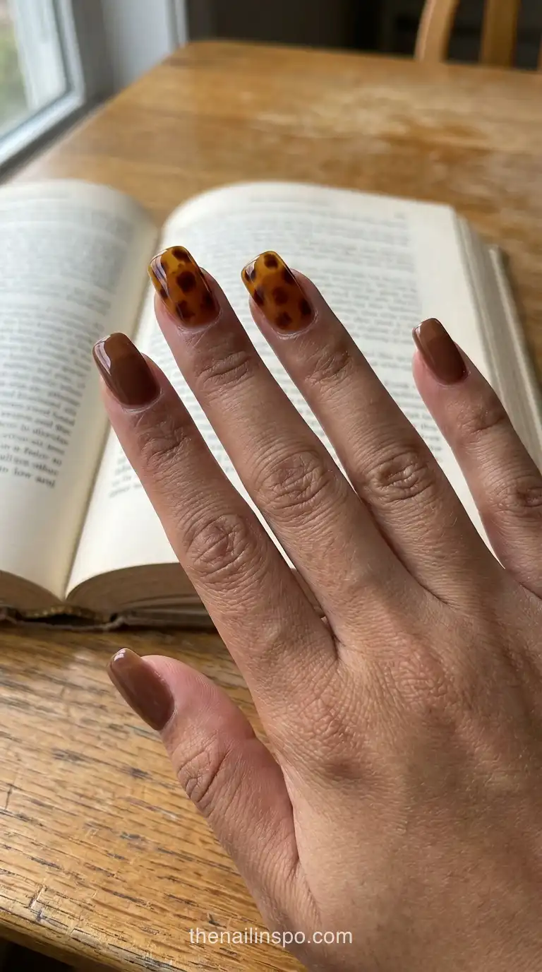 Tortoiseshell Jelly Square Nails