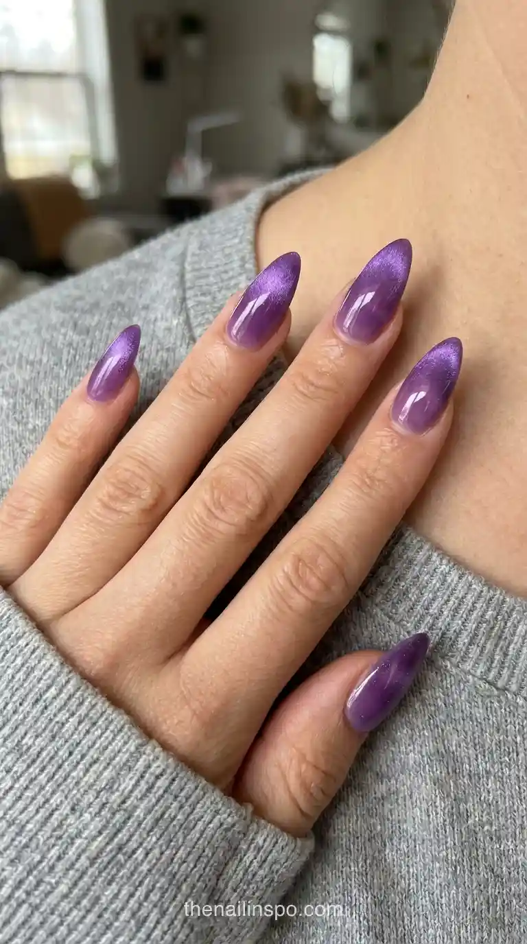 Violet Velvet Jelly Stiletto Nails