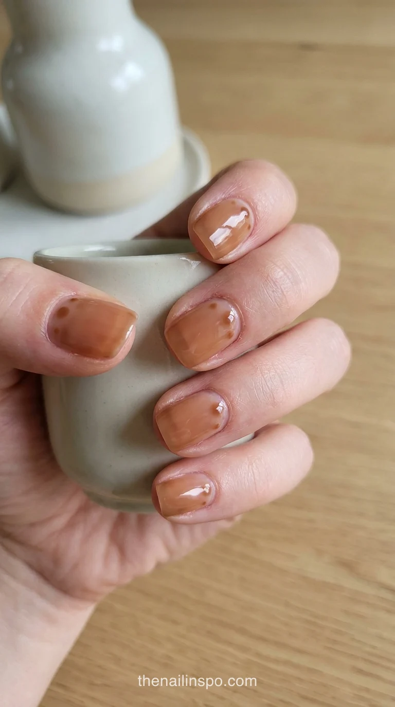 Warm Toffee Sheer Short Squoval Nails
