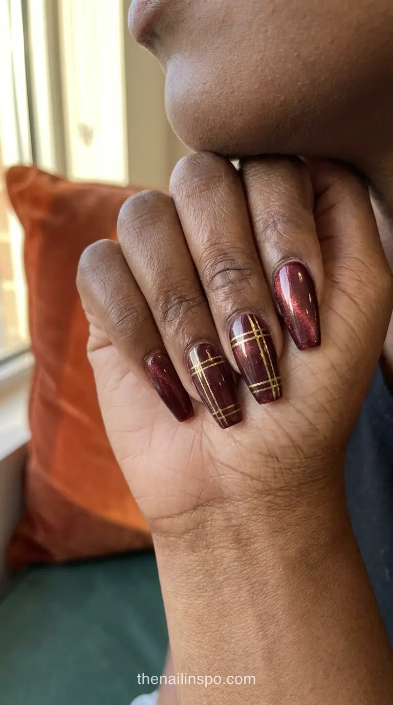 Wine Glossy Coffin Nails